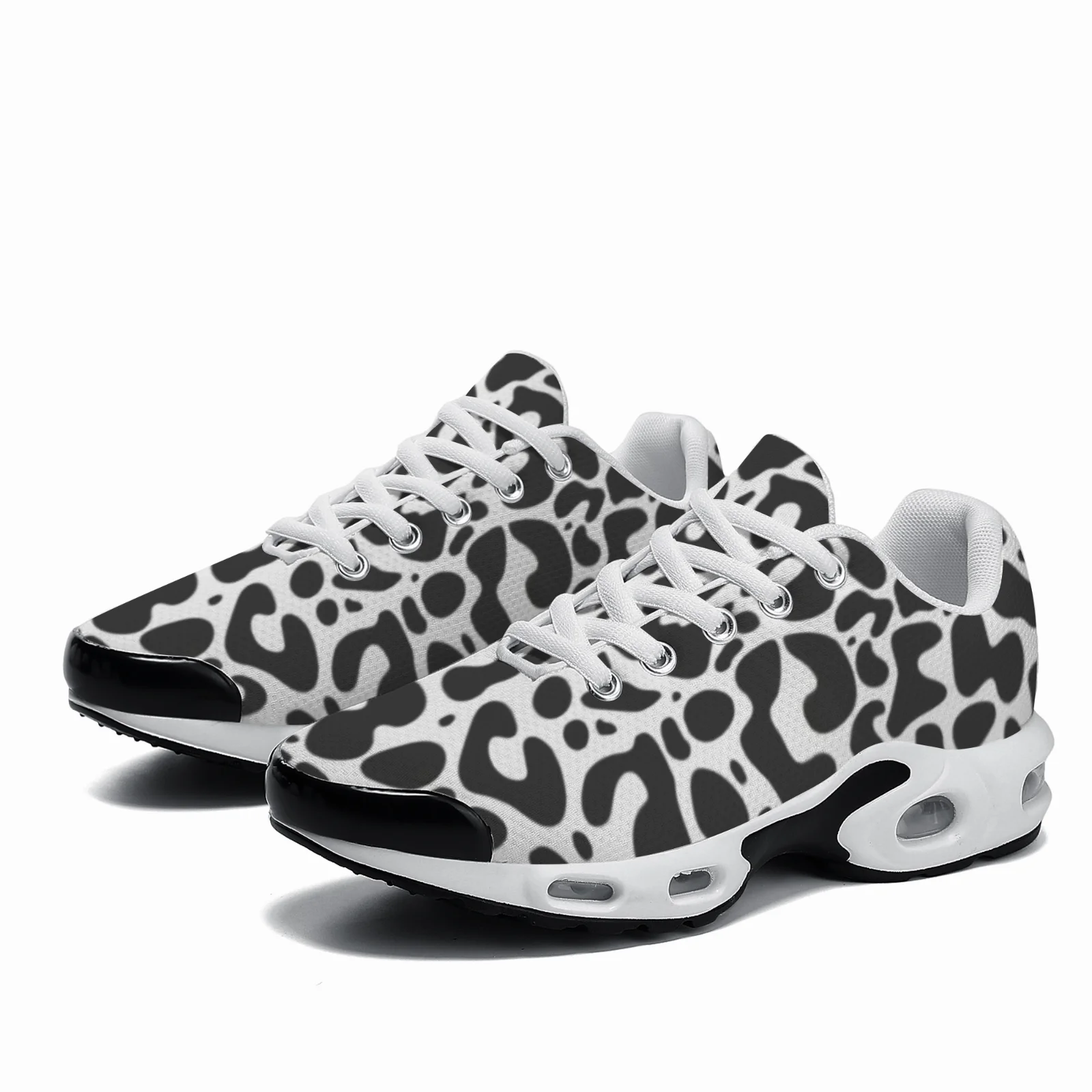 

Customizable black leopard print casual air-cushioned shoes breathable mesh upper unisex athletic shoes