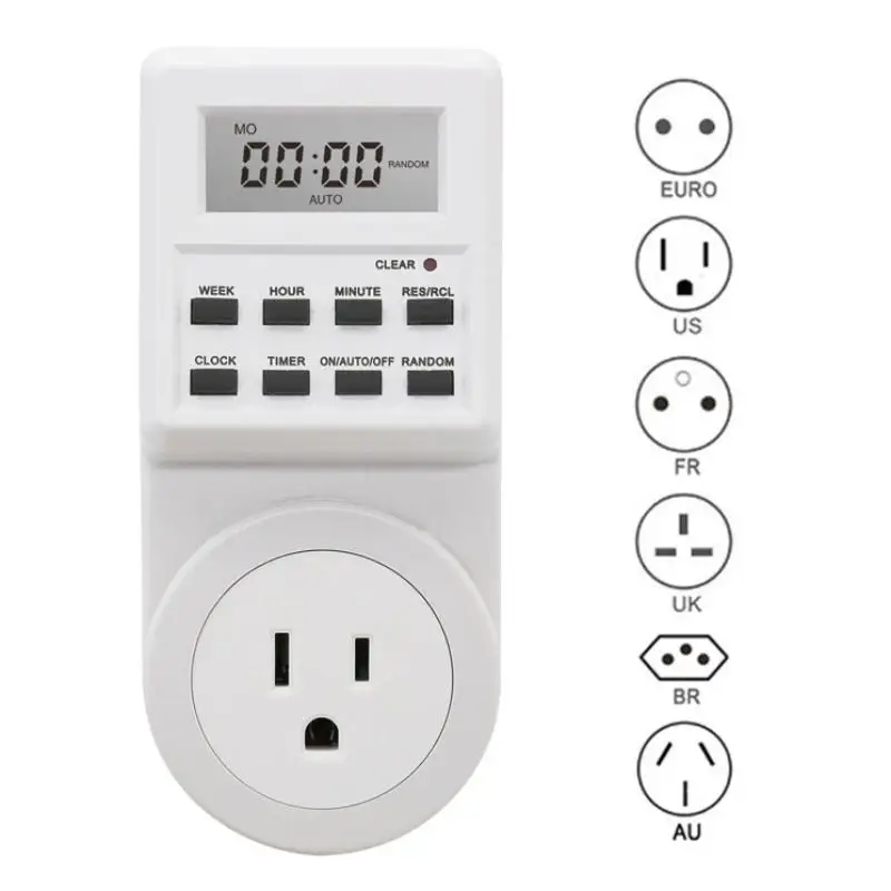Elektronische Digitale Tijdschakelaar Socket EU/UK/US/AUPlug 24-uurs Cyclische Kookwekker Outlet Programmeerbare Timing Socket