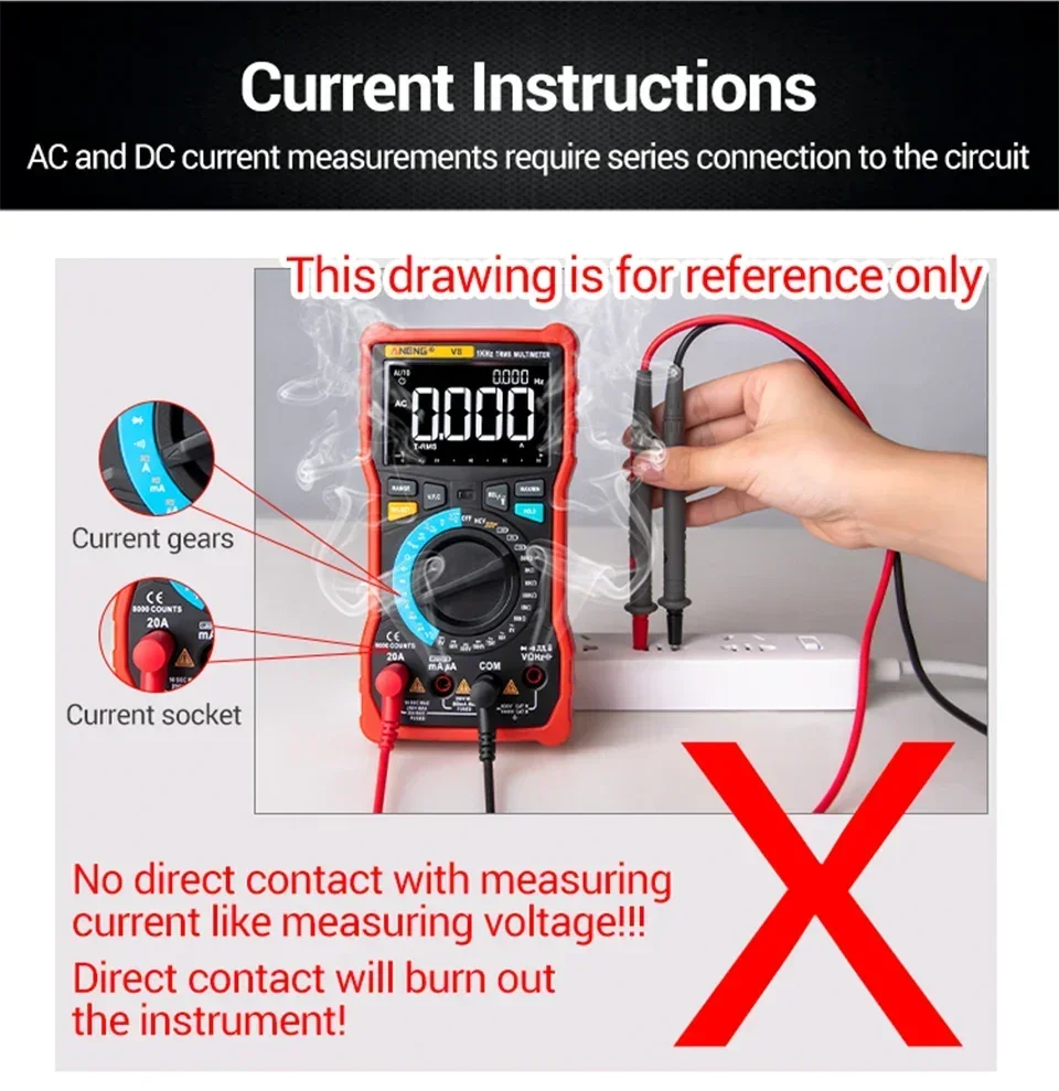 Multitester 6000 Counts 600V Spannungsprüfer ANENG 626 Multimeter Tragbares Strom-Ohmmeter Wiederaufladbares USB-Detektorwerkzeug – Detail 15