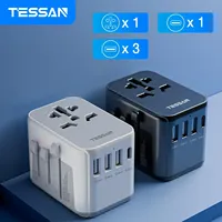 TESSAN Universal Travel Adapter with USB Port and Type C, Worldwide Power Adapter EU/UK/USA/AUS Plug for Travel