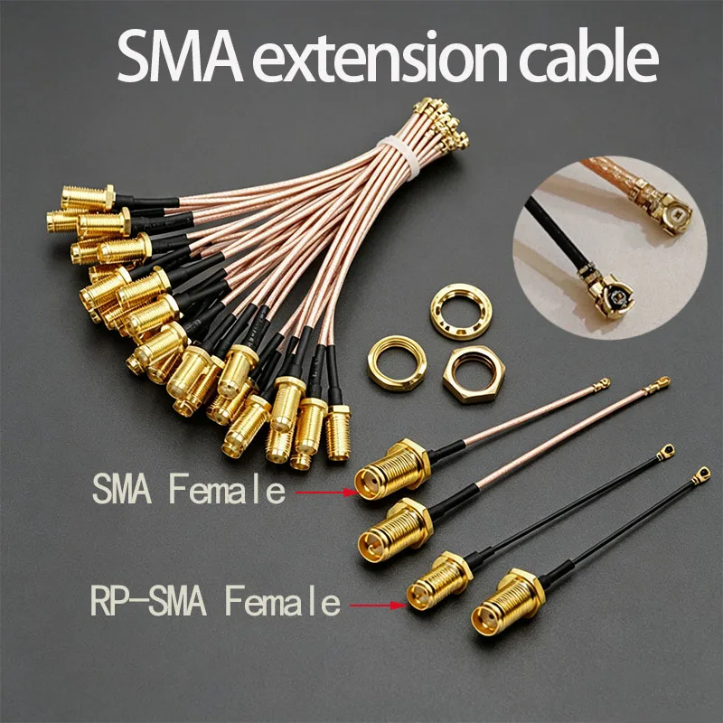 1PC SMA Female Bulkhead to Micro RF Connector RG178 1.13mm 15cm WiFi Antenna Pigtail Extension Cable