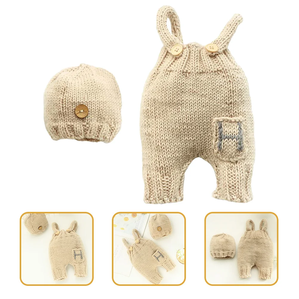 

1Set Baby Suspender and Hat Costume Kit Knitted Outfit Newborn Photography Prop Infant Photo Clothes Costume for Kids