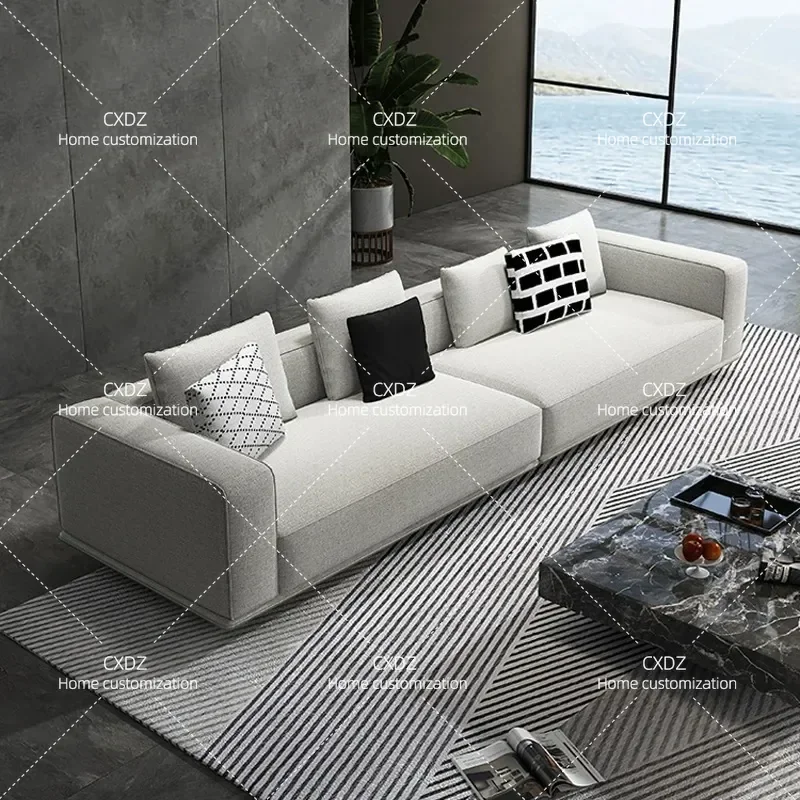Minimalist Straight Row Fabric Sofa 3 Seater for Living Room Modern Horizontal Design Comfortable Couch Foshan Furniture