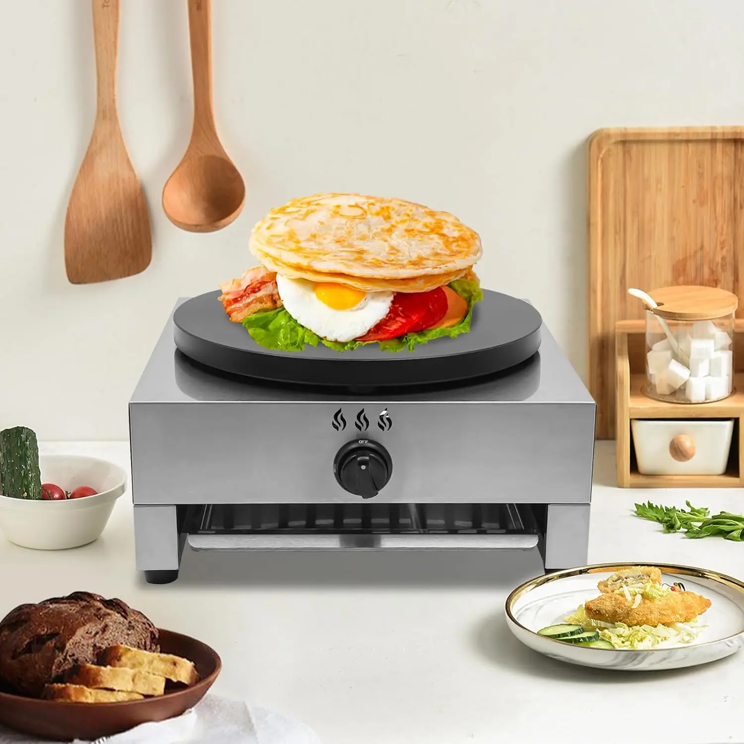 صانع الفطائر التجارية 16 بوصة فطيرة فرن كبير لوحة الفولاذ المقاوم للصدأ الألومنيوم كونترتوب فطيرة صانع فرن فطيرة الغاز ل