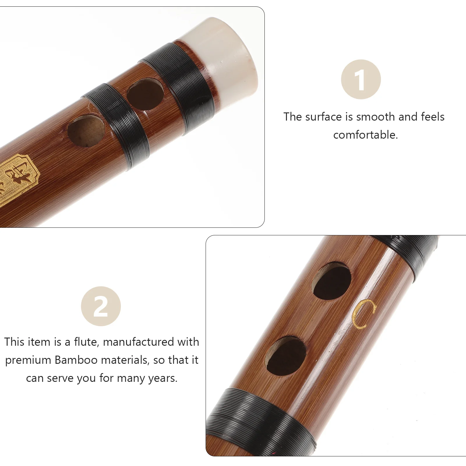 

1 set Bamboo Flute Key C Professional Woodwind Instrument Smooth Detachable Design For Beginners Flutes Musical Instrument
