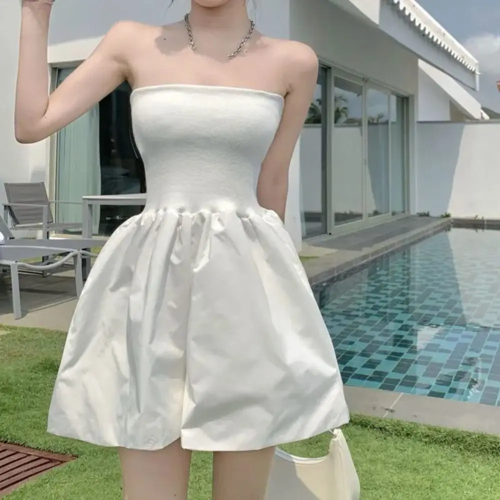 Semplice senza maniche senza spalline tuta pantaloncini gamba larga larghi petto che abbraccia pantaloni gonna stile retrò a vita alta abbigliamento da donna