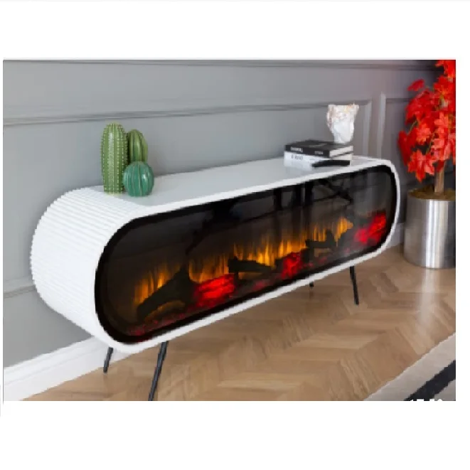 *MDF Board + PB Electronic Fireplace TV Stand Modern Luxury Living Room Hotel Use with Bluetooth Connection