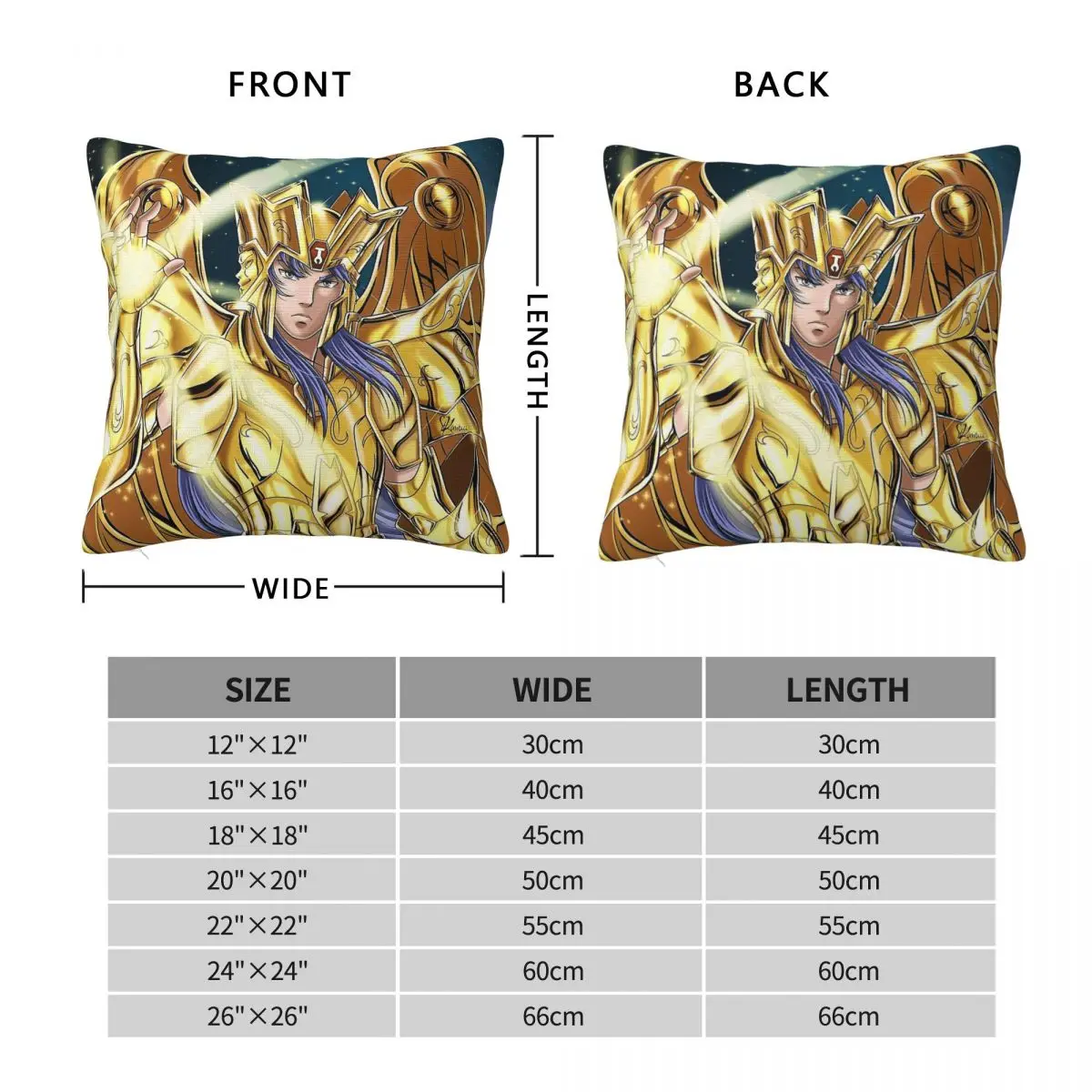 Saint Seiya Gemini Saga Square Pillowcase Polyester Linen Velvet Printed Zip Decor Pillow Case Bed Cushion Cover