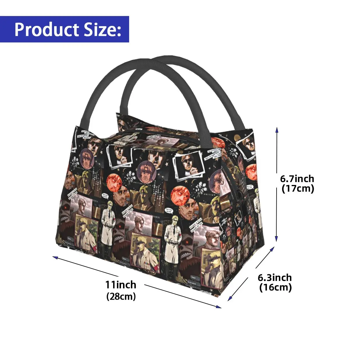 Anime Attack On Titan Zeke Yeager Insulated Lunch Bag for Women Children Portable Food Boxes Thermal Lunch Box Tote