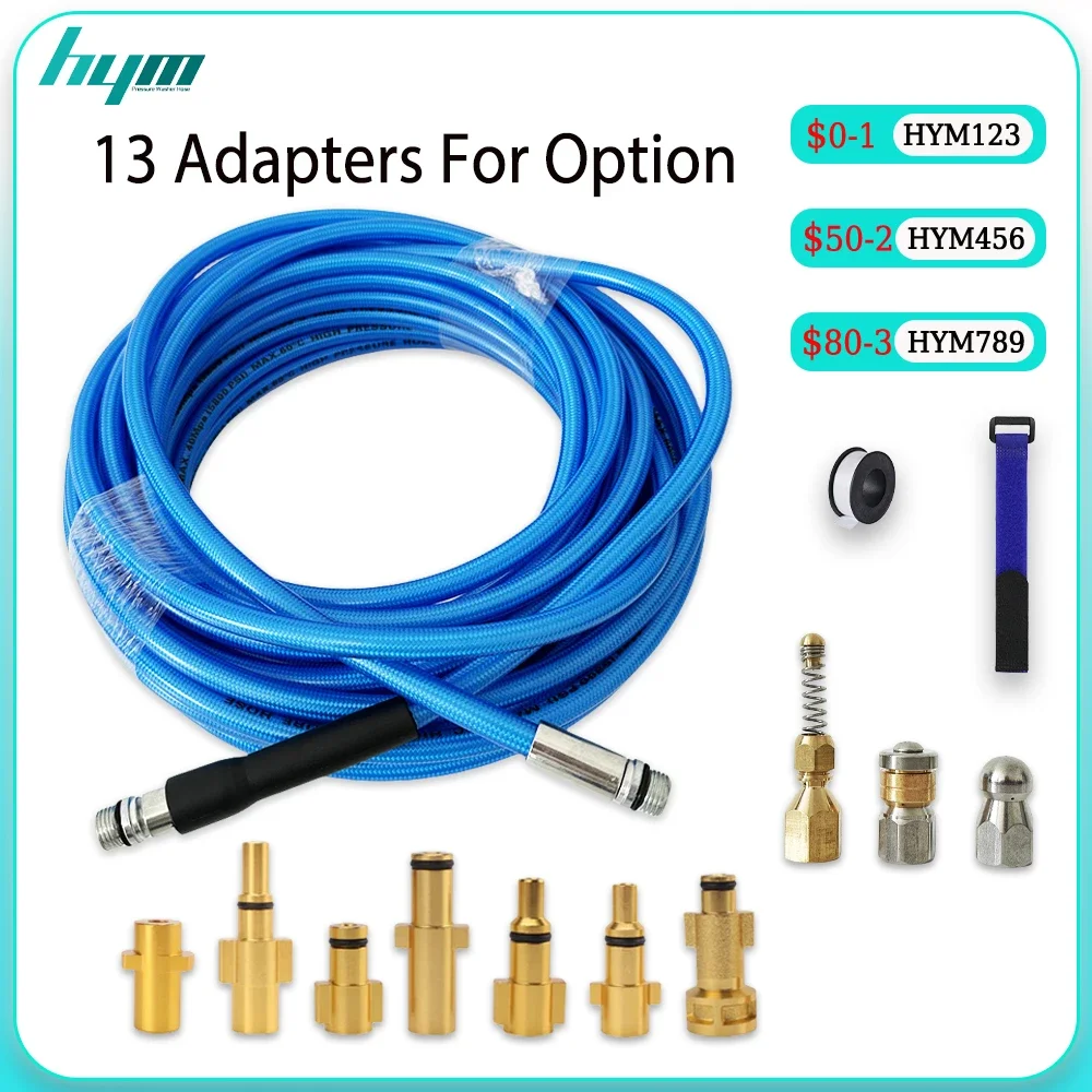 

1-40M High Pressure Washer Pipeline Sewage Unclog Hose Sewer Drain Jetting Kit Pipe Clogging Jet Washer Hose 13 Optional Adapter