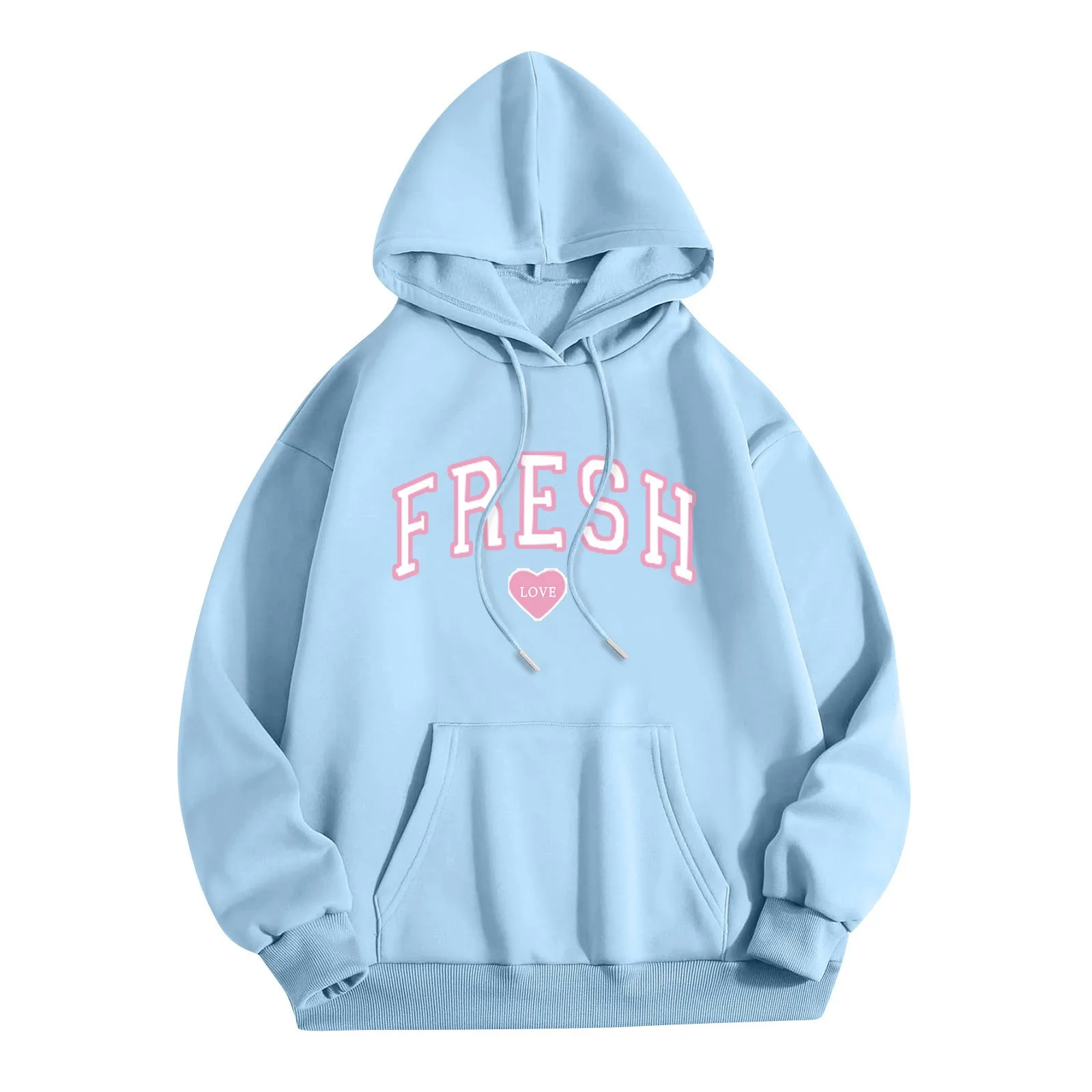 Sweat à capuche imprimé Fresh Love pour femme, streetwear décontracté, chemise de sport, sweats à capuche confortables, mode, automne, hiver, 2024