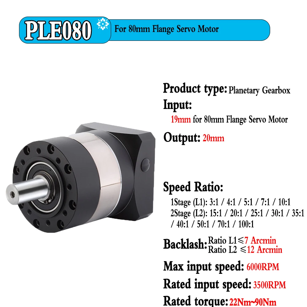 Imagem -03 - Redonda Flange Caixa de Velocidades Redutor Nema23 Redutor Planetário Caixa de Velocidades Relação 5:1100:1 para 60 80 90 110 130 Servo Motor Redução Caixa de Velocidades