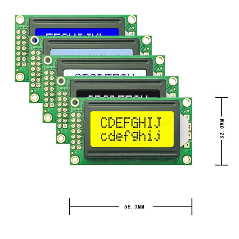 0802a 2X8 lcd display hd44780d or AIP31066 controller 08 * 02 LCD module Multiple modes and 5V or 3.3V power supply VA  white