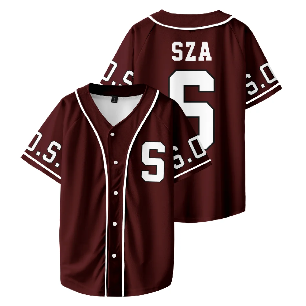 

SZA Jersey SOS Blind baseball jersey 2024 Tour V-Neck Long Sleeve Streetwear Shirts Men Women Sweatshirt