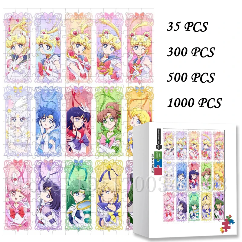 300/500/1000 Pieces Sailor Moon Jigsaw Puzzles Anime Character Cartoon Puzzles Parent-Child Interactive Intelligence Game Toys