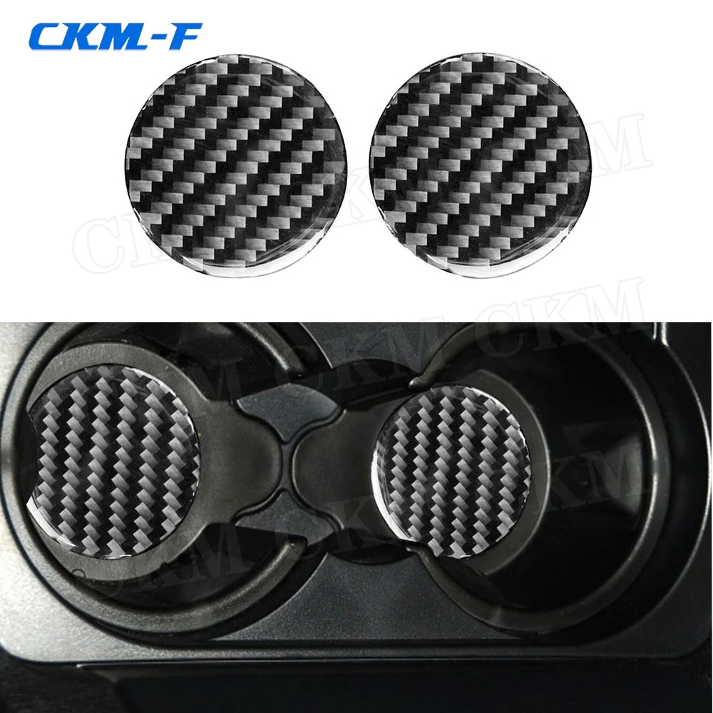 Carbon Fiber Car Cup Holder Coaster Mat Pad Trim Cover Stickers For Land Rover Discovery 4 LR4 2010-2016 Accessories