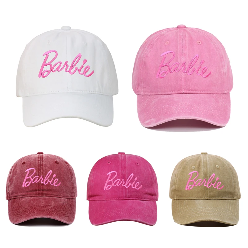 Barbie Retro Nostalgia Embroidered Baseball Cap Spring Autumn Women Casual Peaked Hat Outdoor Shade Cotton Adjustable Sports Cap