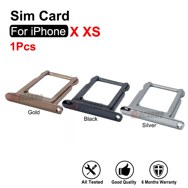 1Pcs Black Silver Gold Sim Tray Card Slot For iPhone X XS Replacement Parts