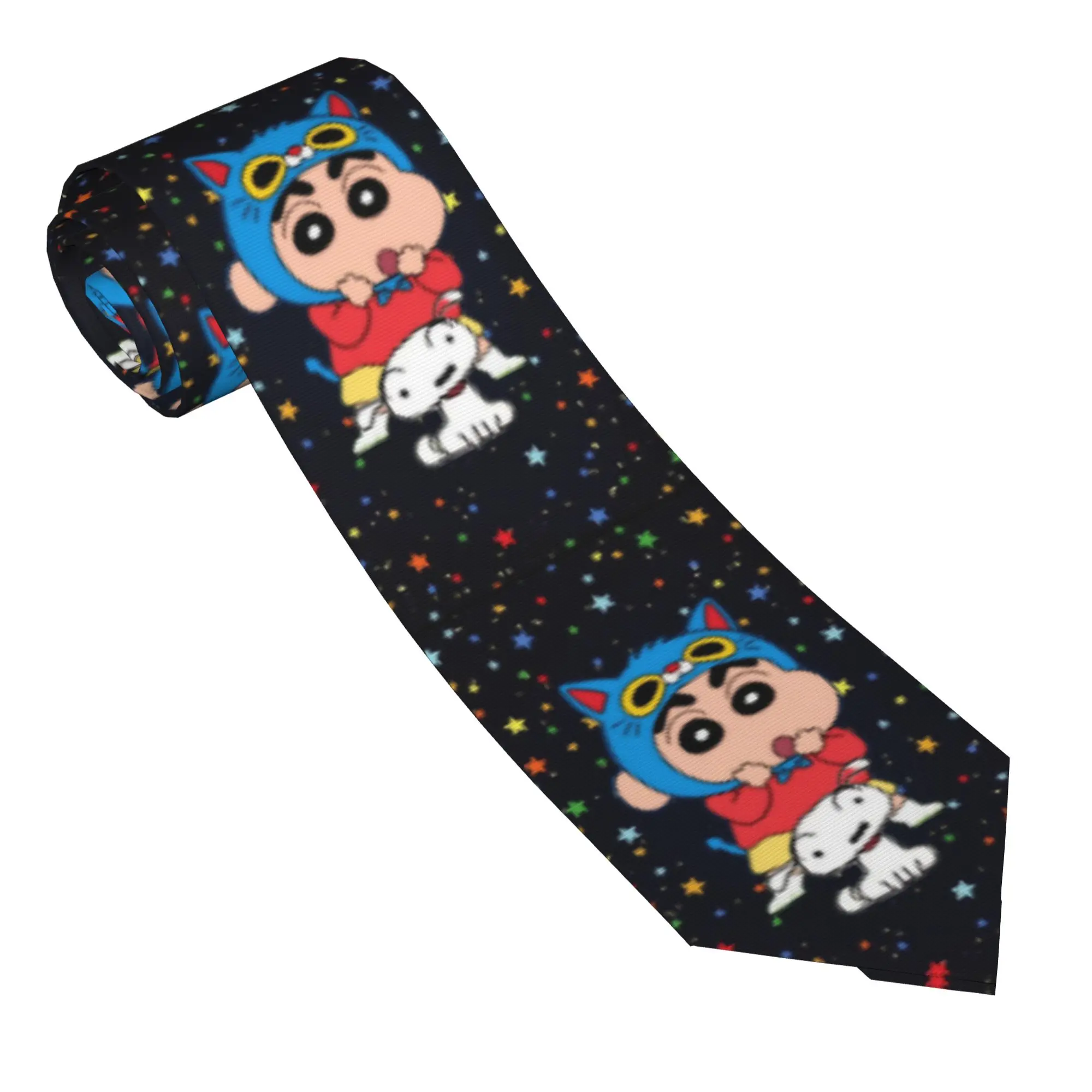 Neckties Shinchans Cat Stars Men Skinny Polyester 8 cm Narrow Neck Tie Cartoon for Mens Daily Wear Cravat Wedding Cosplay Props