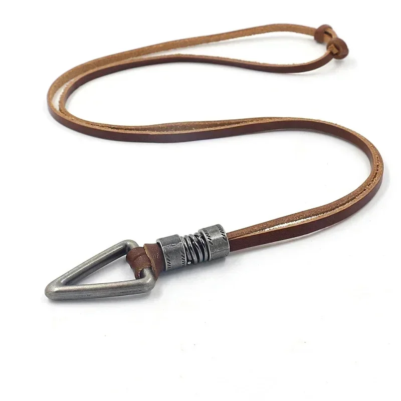 Vintage Men Women Triangle Adjustable Leather Cord Necklace Pendant Jewelry Christmas Gift Initial Necklace