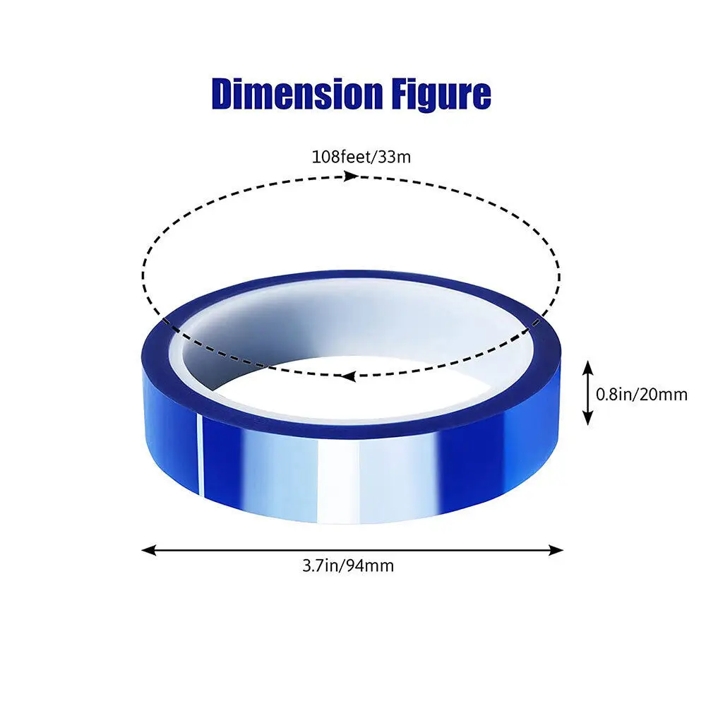 1Roll 0.8 Inch x 108 Ft Sublimation Heat Resistant High Temperature Tape for Infusible Transfer Ink Film Heat Tranfer Vinyl