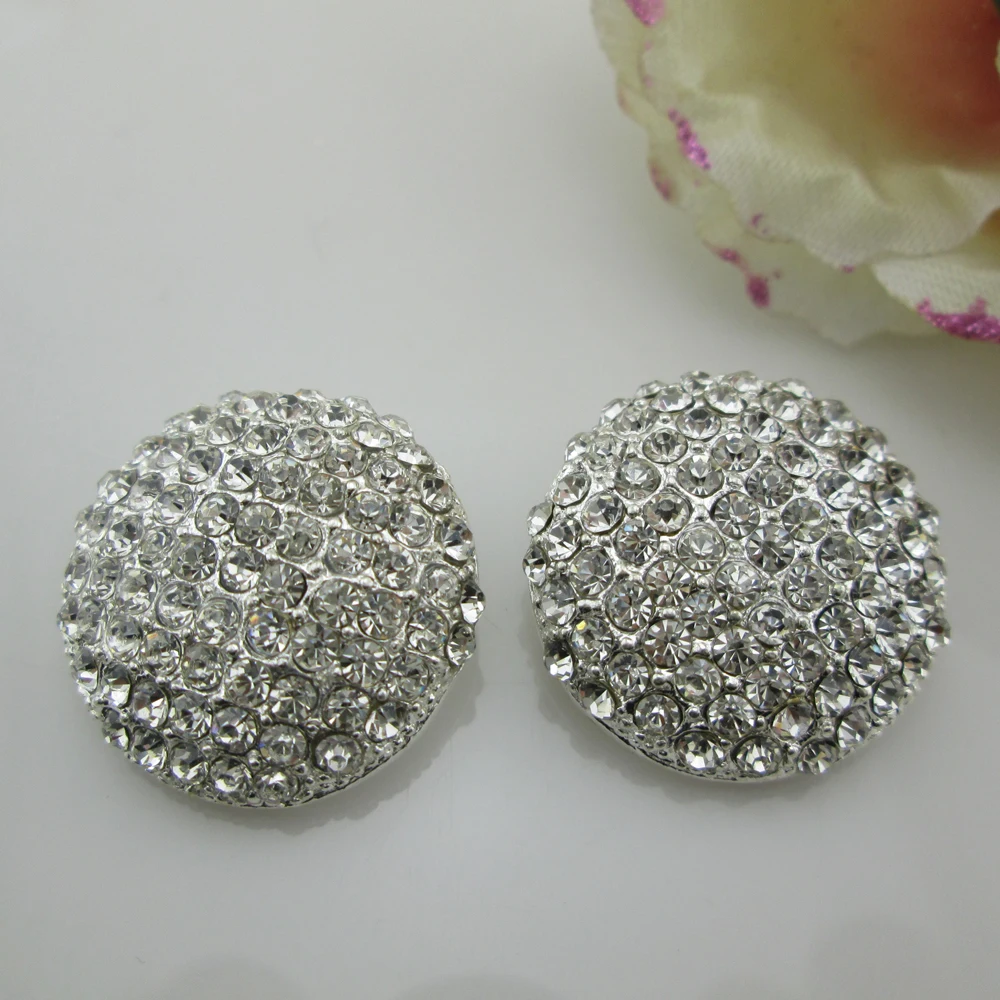 5pcs Charming Clear Rhinestone Metal Buttons for Clothing Round Alloy Buttons for Crafts