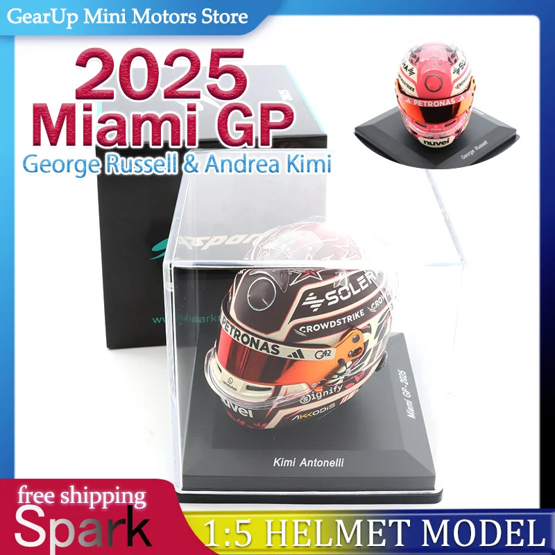 

Spark 1:5 2025 Miami GP Helmet Model George Russell & Andrea Kimi Antonelli Limited Edition for Mercedes-AMG & F1 Collectors Toy