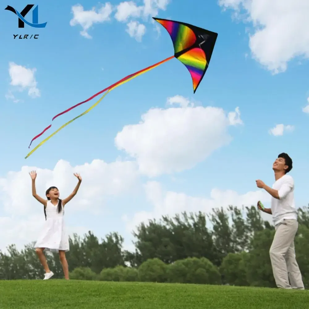 2x3m Tail Big Triangle Kite Large Kite Toy with Wire Board Easy To Fly Colorful Flight Kite Enhance Coordination for Boys Girls