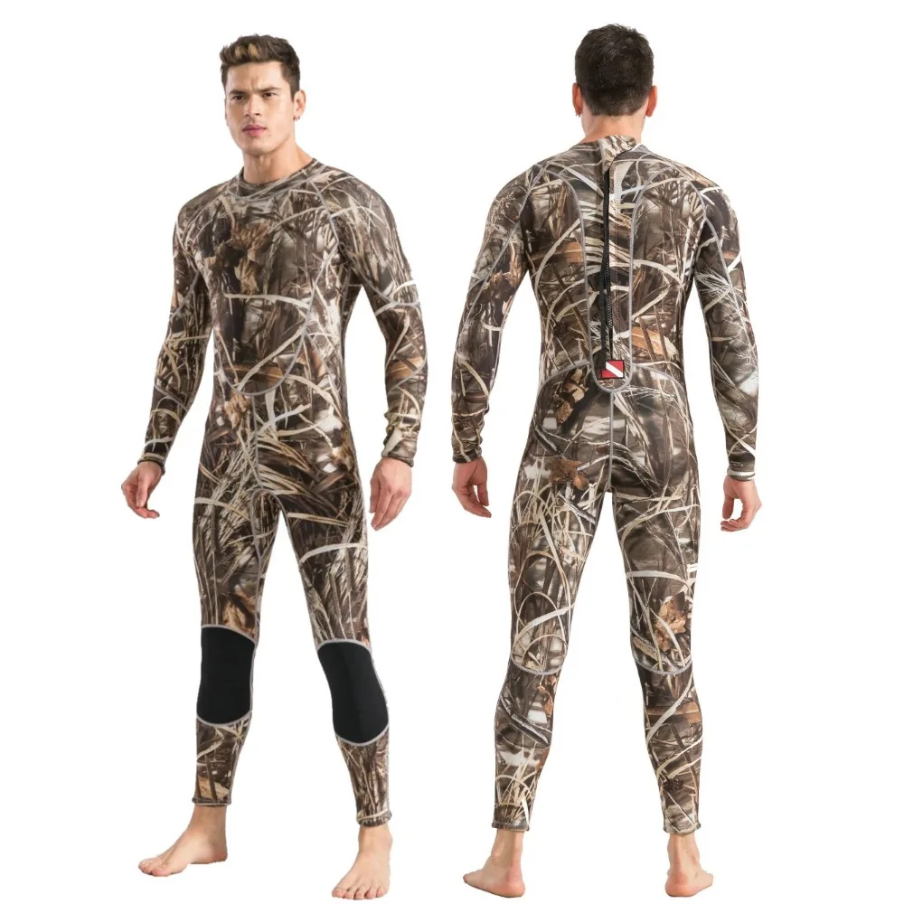 

Camouflage neoprene wetsuit 3MM thick cold-proof and warm free deep diving fishing and hunting diving suit one-piece surfing.