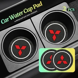 2pcs Car Cup Holder Coaster Non Slip Pad Mat Interior Decor For Mitsubishi Lancer Colt Pajero L200 Galant Space Star Accessories