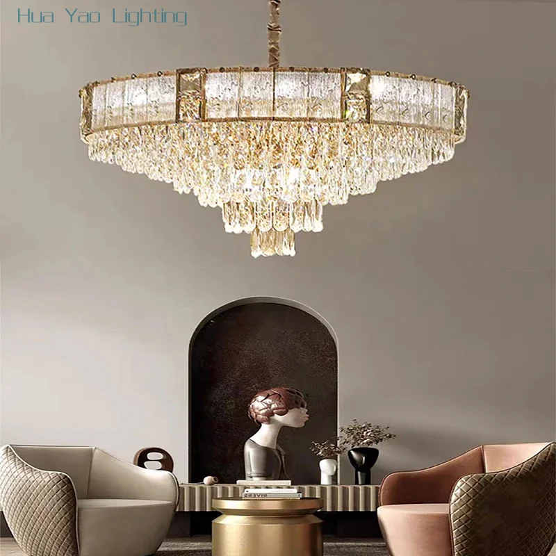 

LED Golden Silver Ceiling Chandeliers for Living Room 2025 High-end Crystal Hanging Lamps for Ceiling Luxury Home Decor Lighting