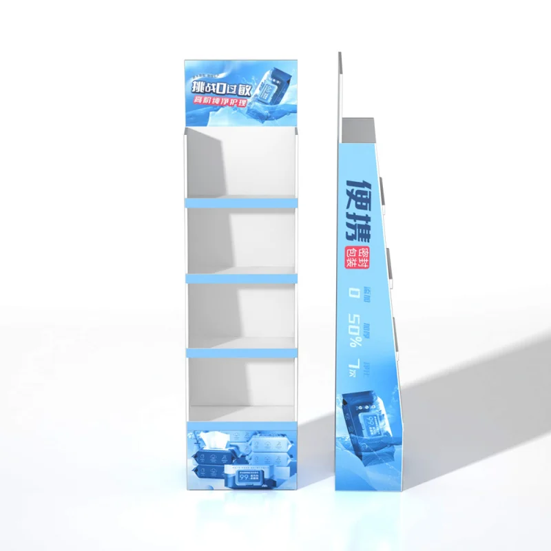 custom.Eye-Catching Retail Cardboard Display Tower Custom Floor Promotion Rack Supermarket Store Cosmetics  Daily Neces