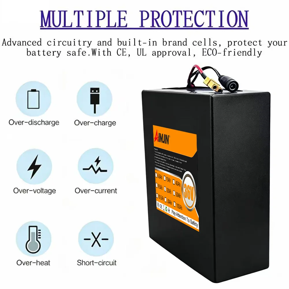10S8P 36V 30000mAh lithium-ion battery pack 18650 , suitable for electric scooters electric vehicles, bicycles with BMS