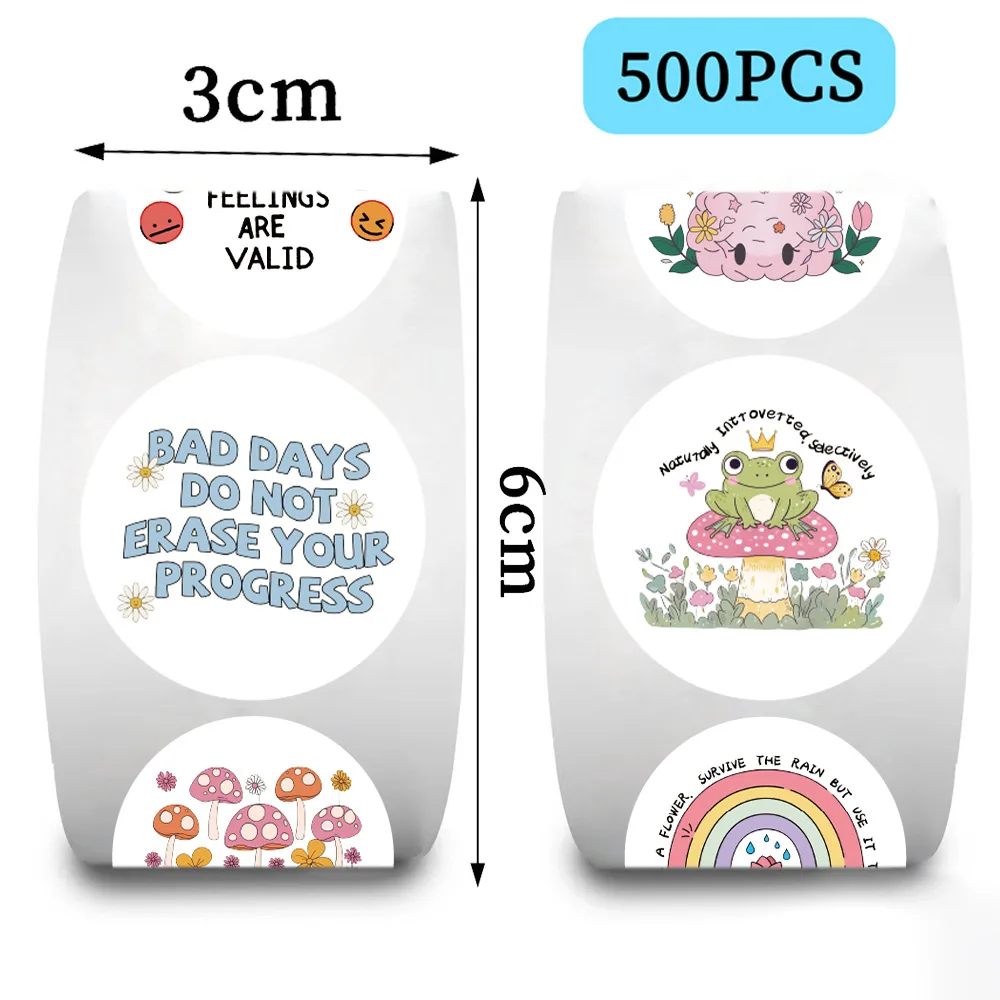 500pcs/roll Mental Health Cartoon Graffiti Stickers Phone Guitar Laptop Notebook Suitcase Water Bottles Sticker Gift