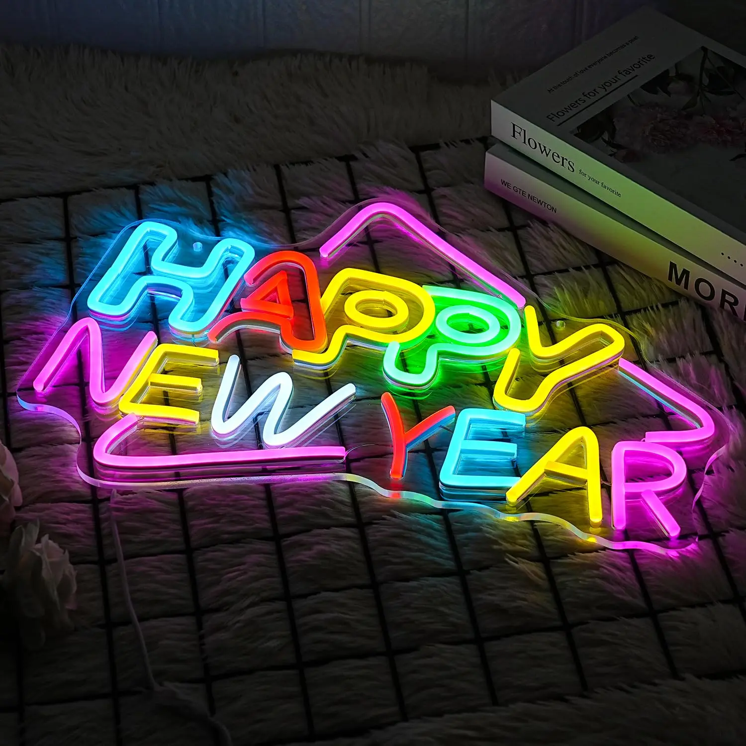 سنة جديدة سعيدة النيون علامة LED ملونة النيون تسجيل عيد الميلاد جدار ديكور فني لعيد الميلاد هتاف عيد الميلاد لافتات حفلة