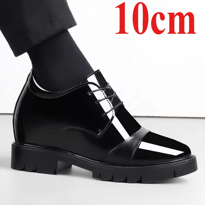 

Heightening Derby Shoes for Men 10cm Invisible Elevator Shoe Comfortable Breathable Business Men's Dress Gentleman Leather Shoes
