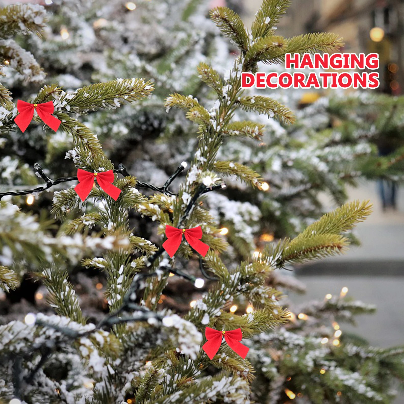 

12pcs Sweet Bows Bowknot Christmas Tree Hanging Decorations Red 5X6Cm Party Holiday Diy Decoration Bows Xmas Tree Accessories