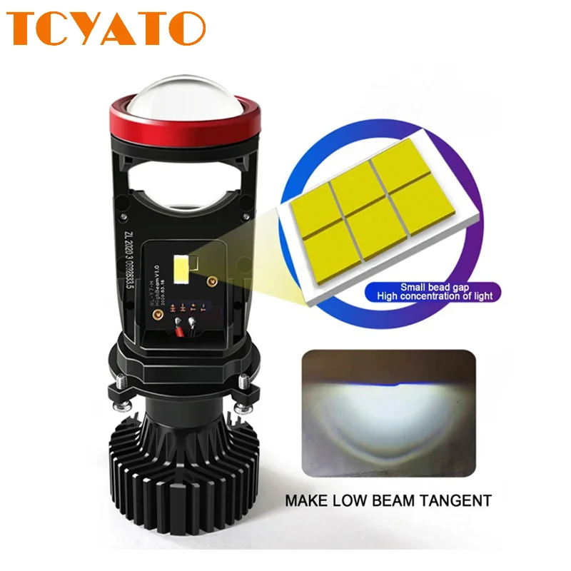 

TCYATO 2PCS H4 LED Headlight Mini Projector Lens car Lamp CSP Car Light Y8D Fan 12V 6000K White Auto Diode Dual Beam Lamp