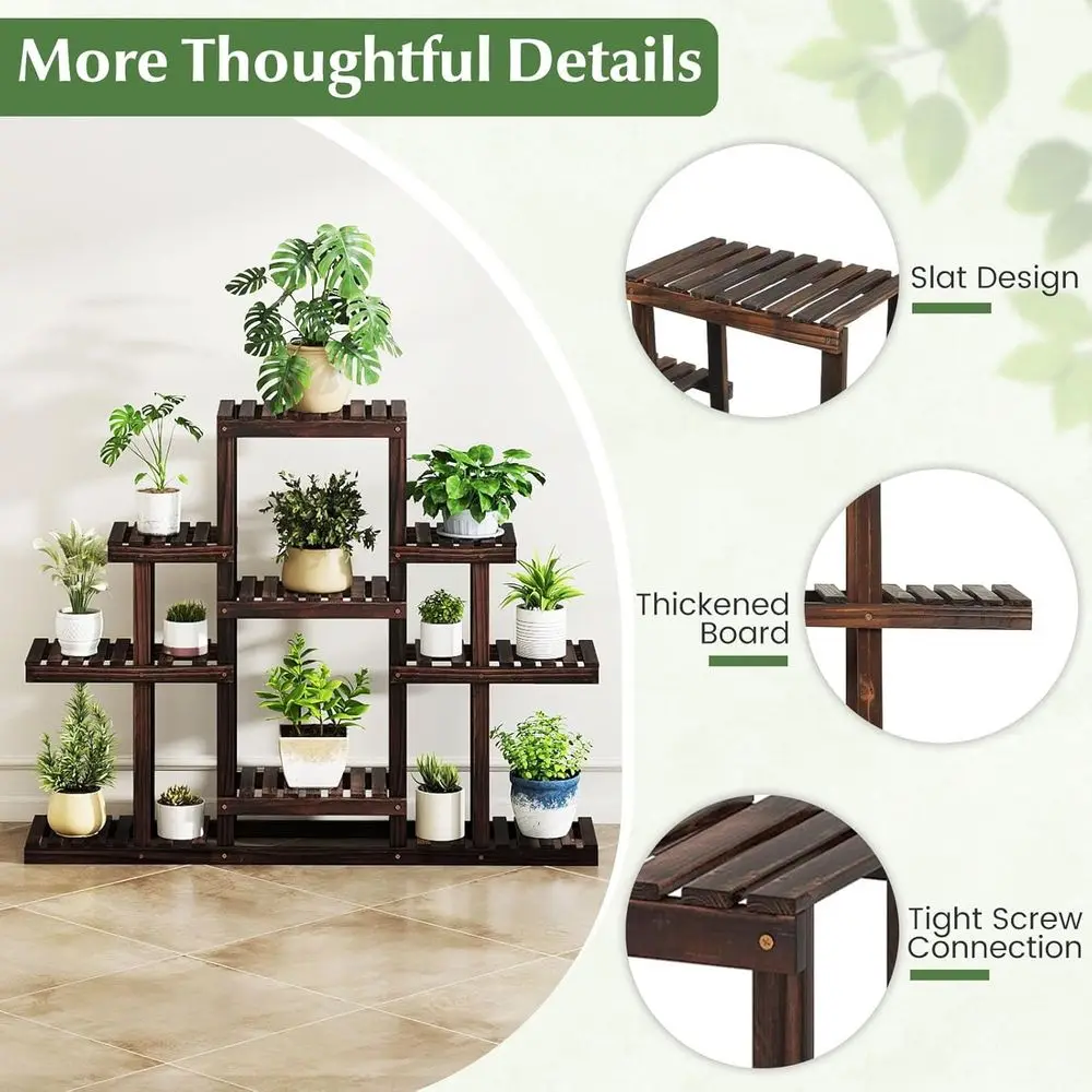 Plant Stand Indoor & Outdoor, 6 Tier Wood lower Pot Stand or Multiple Plants, Plant Holder Display Rack, Ladder Storage Rack Pla view 6
