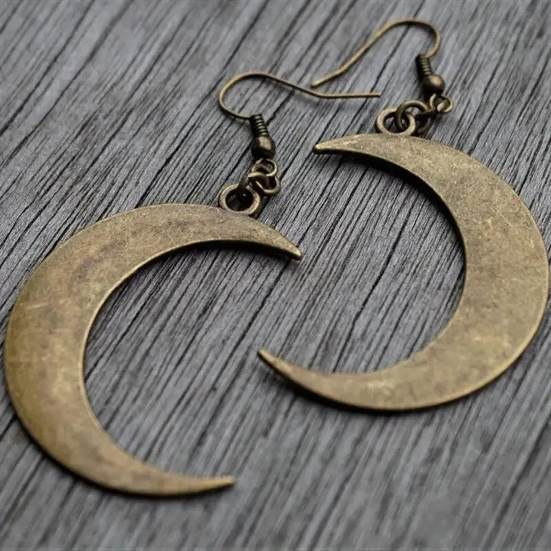 Gothic Vintage Crescent Moon Dangle Earrings for Women Moon Drop Earrings Minimalist Dark Aesthetic Jewelry Accessories Gift