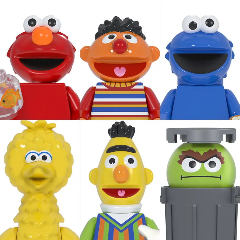 74 Style Cute Sesame Cartoon Anime Street Elmo Cookie Grover Zoe Ernie Big Bird Christmas Block Heads Gift Toys for Kids
