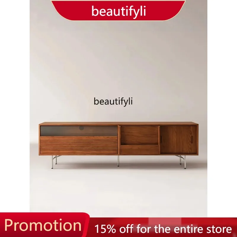 

New Solid wood TV cabinet against the wall decorative glass display tall cabinet entrance locker 4109