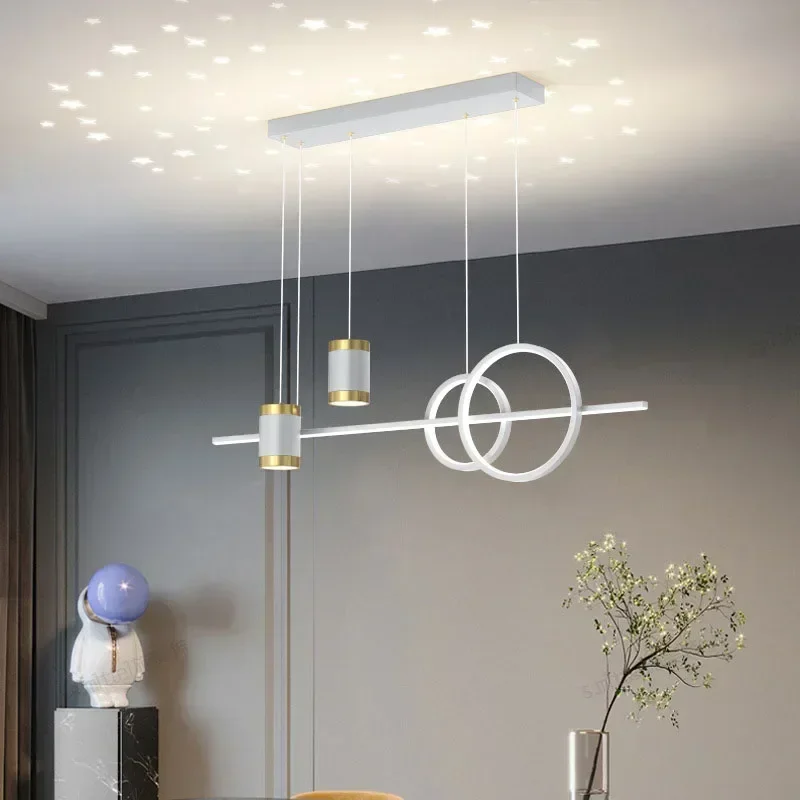 

Nordic New Led Dining-Room Lamp Starry Sky Dining Chandelier Modern Minimalist Long Dining Room Dining Table Bar Creative Lamps