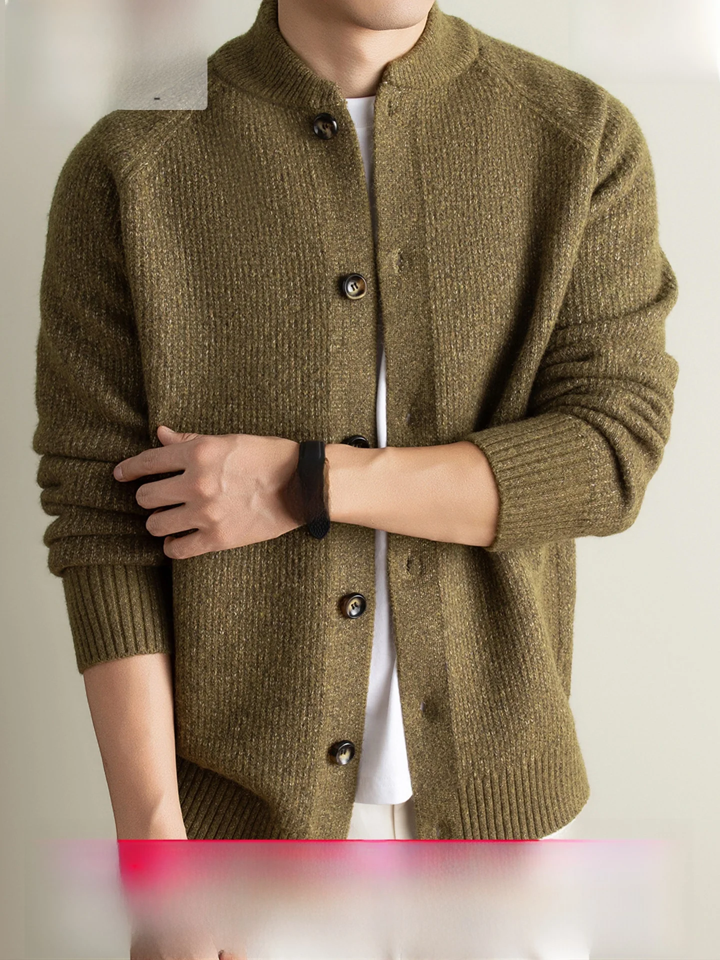 Hengyuanxiang Knitted Cardigan Men's Casual Style Baseball Collar Coat Autumn Winter New Arrival Mid-aged Men's Fashion