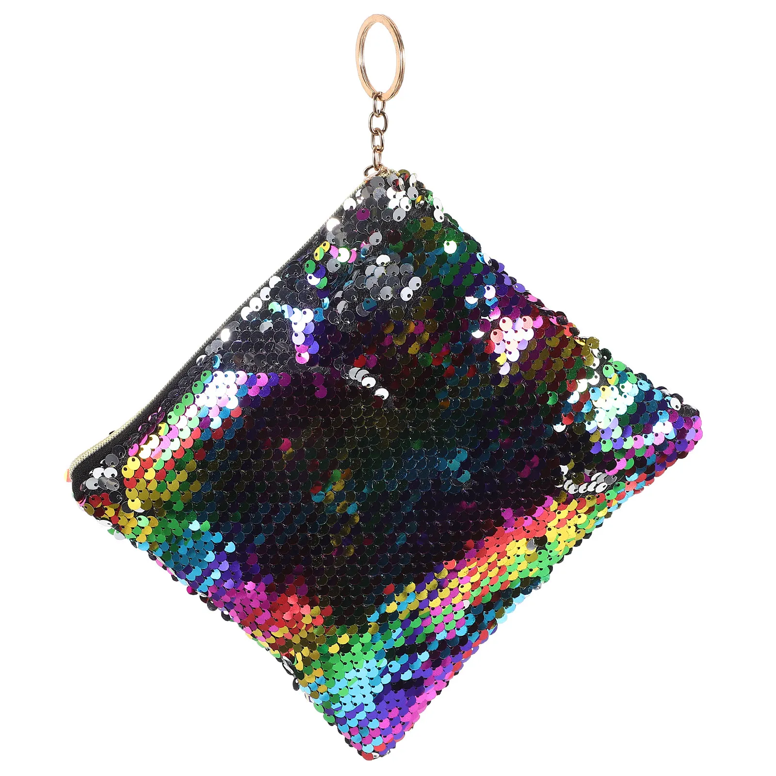 Bolsa para bolígrafos con lentejuelas a la moda, estuche versátil morado y verde claro para mujeres y niñas, bolsa de almacenamiento para maquillaje, monedero resistente para mujer