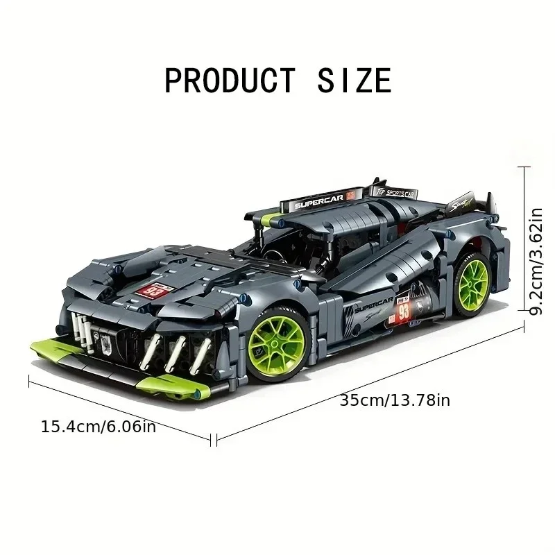 NEW Technical Peugeoted 9X8 Mans Hybrid Hypercar Super Racing Car 1280Pcs Building Blocks Brick Boy Adult Gift