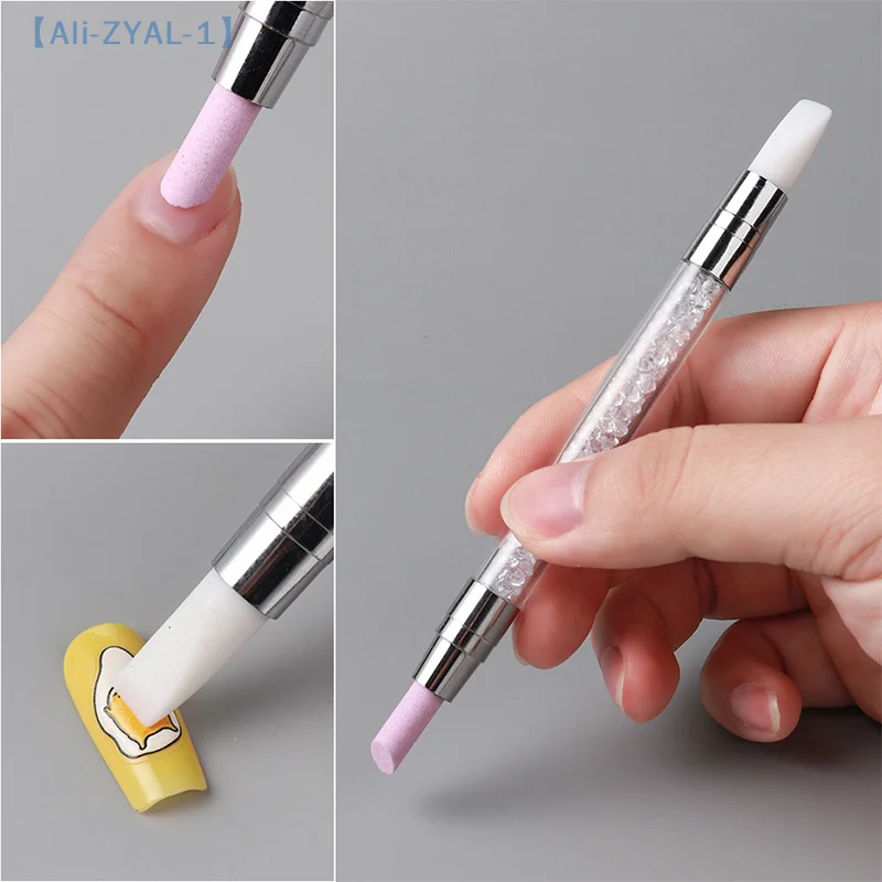 【ZYAL-1】1 قطعة قلم أظافر سيليكون متعدد الوظائف ذو نهاية مزدوجة، عصا طلاء أظافر كوارتز للبشرة الميتة، مزيل الجلد الميت #3