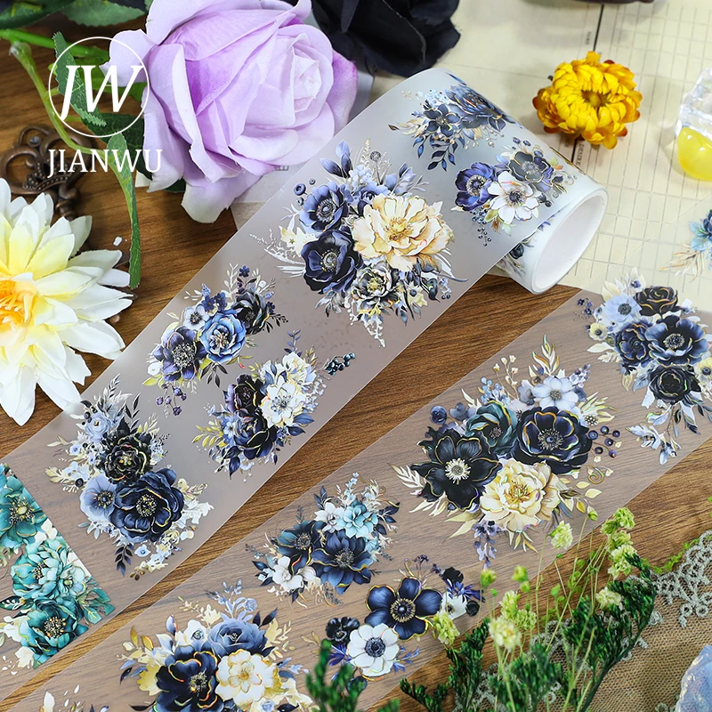 JIANWU 60mm*200cm Vintage Flower Landscape Material Collage Scrapbook PET Tape Creative DIY Journal Stationery
