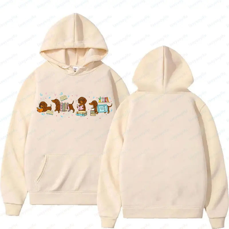 

Hoodies Dachshund Book Lover Reading Wiener Dog Bookish Gifts for Dog Moms Sweatshirt Gift Hoodie Women's Comfortable Pullover