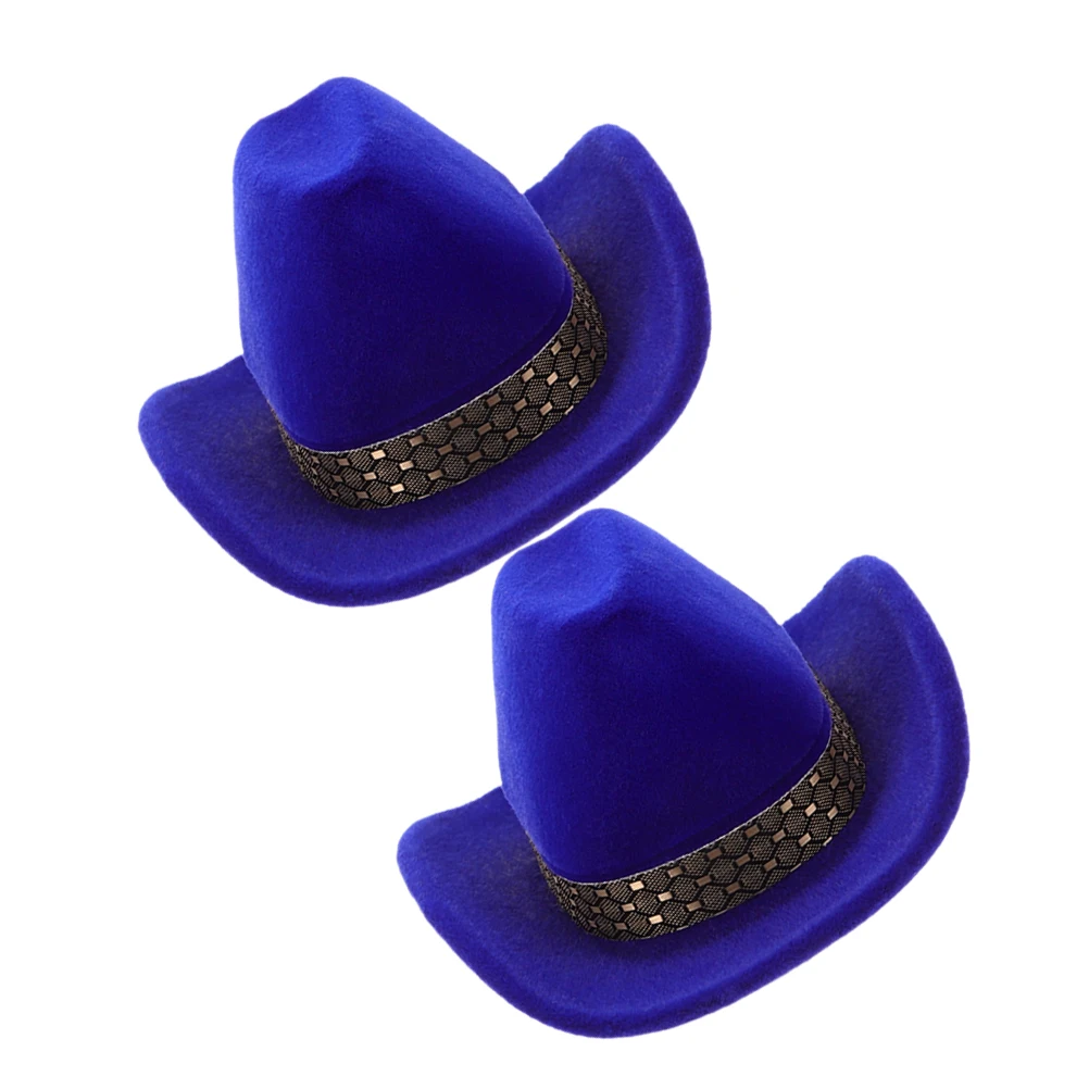 

2 Pcs Cowboy Hat Jewelry Box Velvet Lined Rings Holder Decorative Case for Necklace Earrings Blue Storage Display Accessories